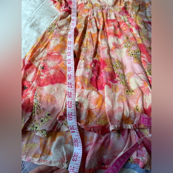 Free People Womens Pink Floral Freddy Tie Fruit Punch Boho Mini Dress Small - Picture 11 of 16